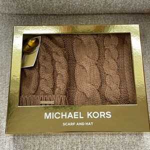Michael Kors Tan Cable Knit Accessory Set